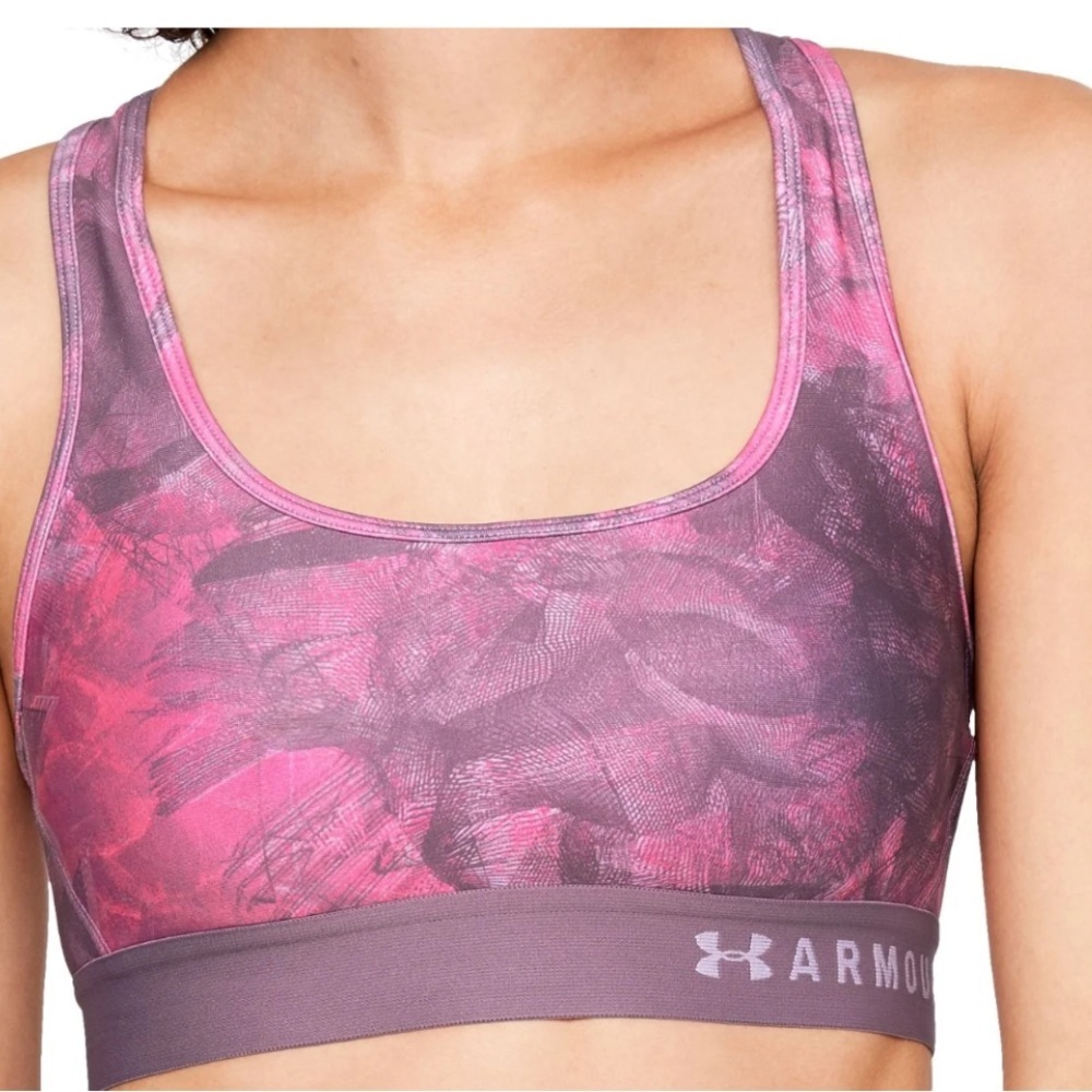 Under Armour Pink Purple Print Compression Sports Bra Small